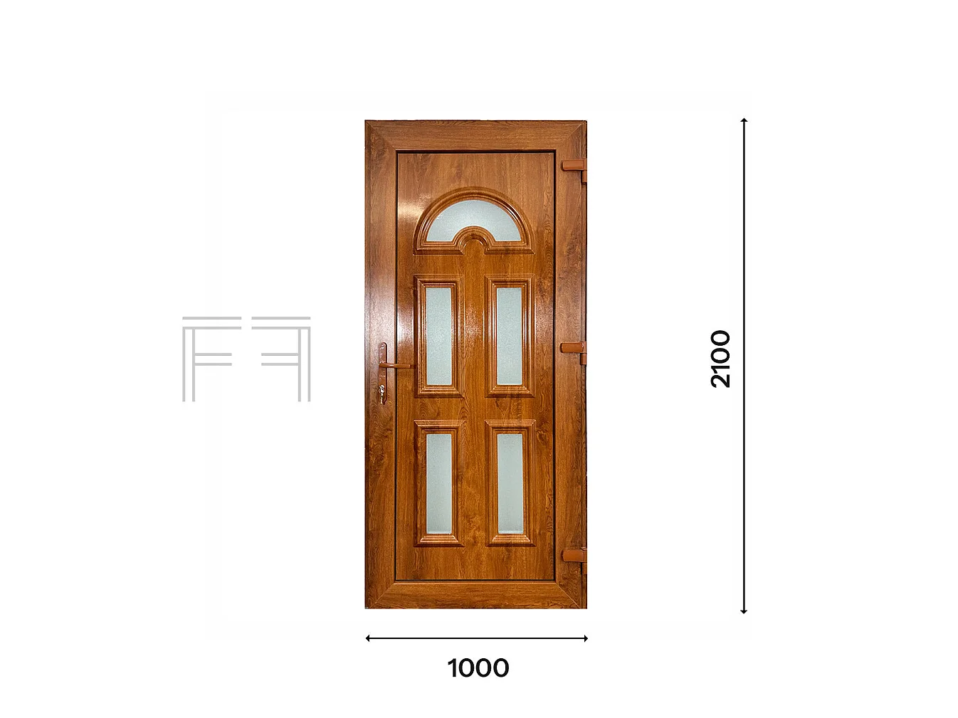 PVC Fintex Group G. Oak M.2 Eingangstür - 1000 x 2100 mm, Links Öffnend, Braune Oberfläche