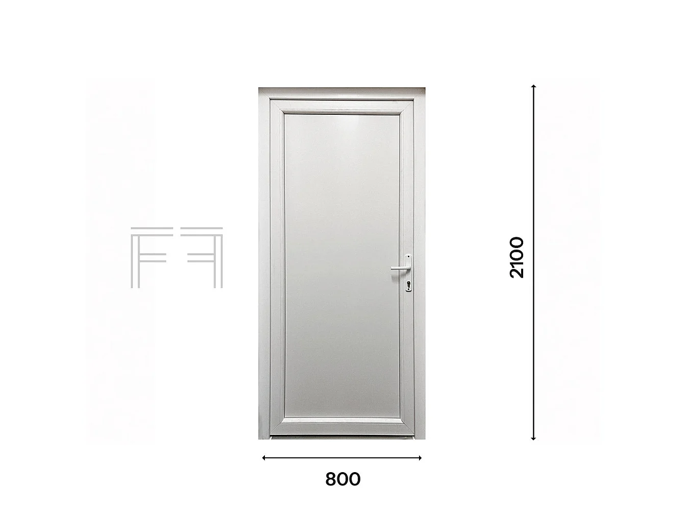 PVC Eingangstür 800 x 2100 mm - 24mm Isolierendes Panel, 5 Kammern, Weiß, Rechtsöffnend