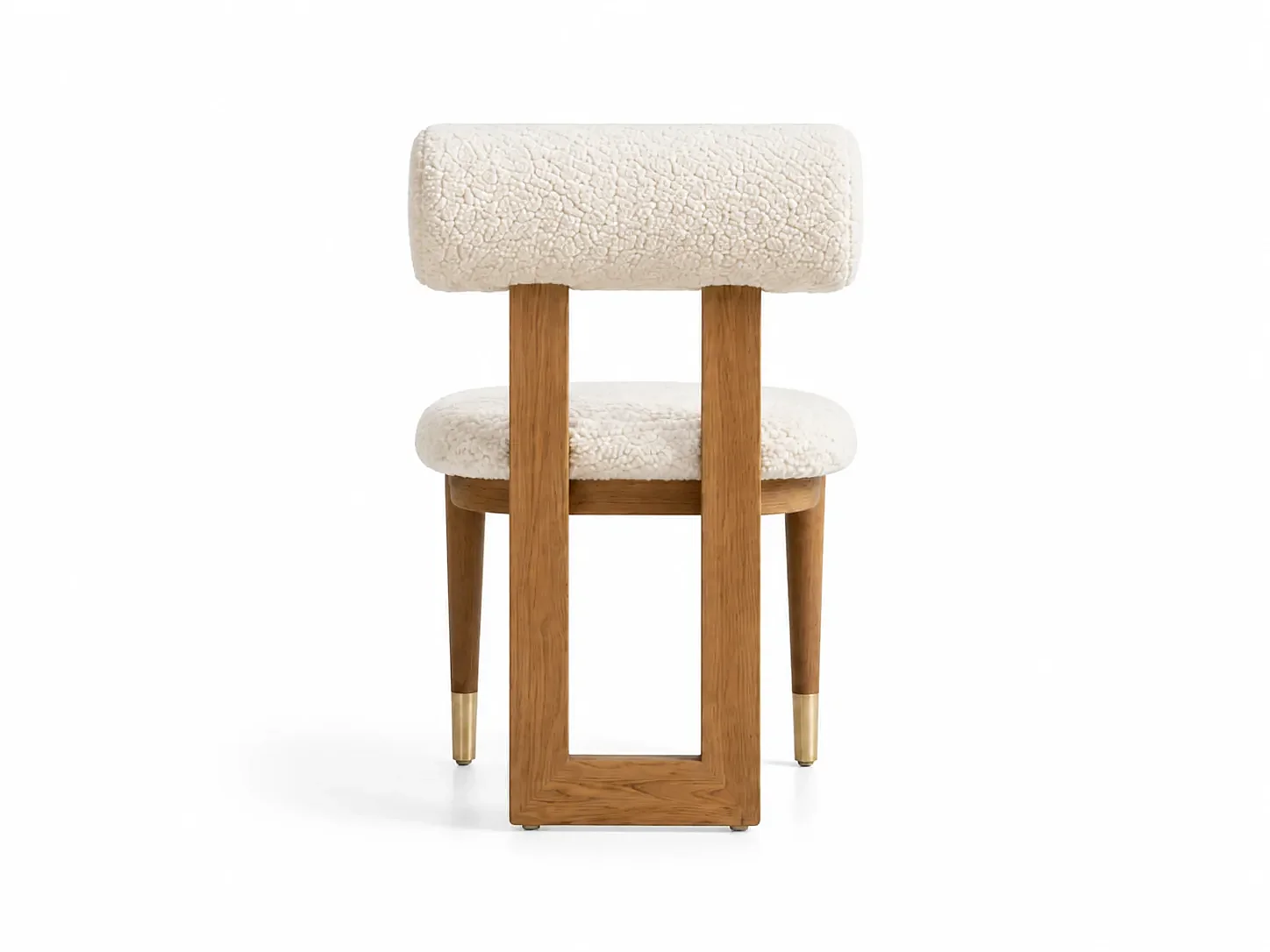 Stoel ALBA hout en bouclé crème