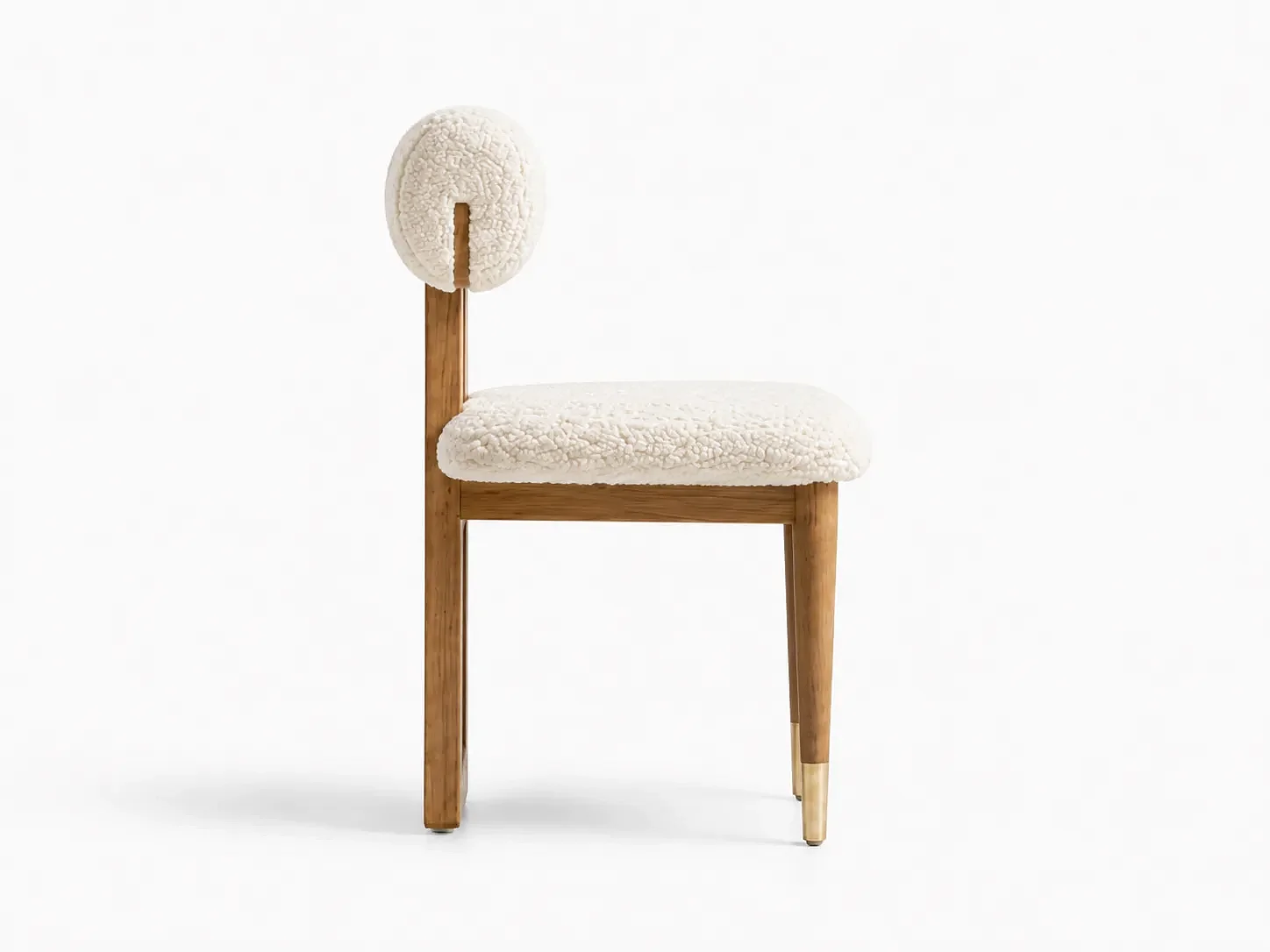 Stoel ALBA hout en bouclé crème