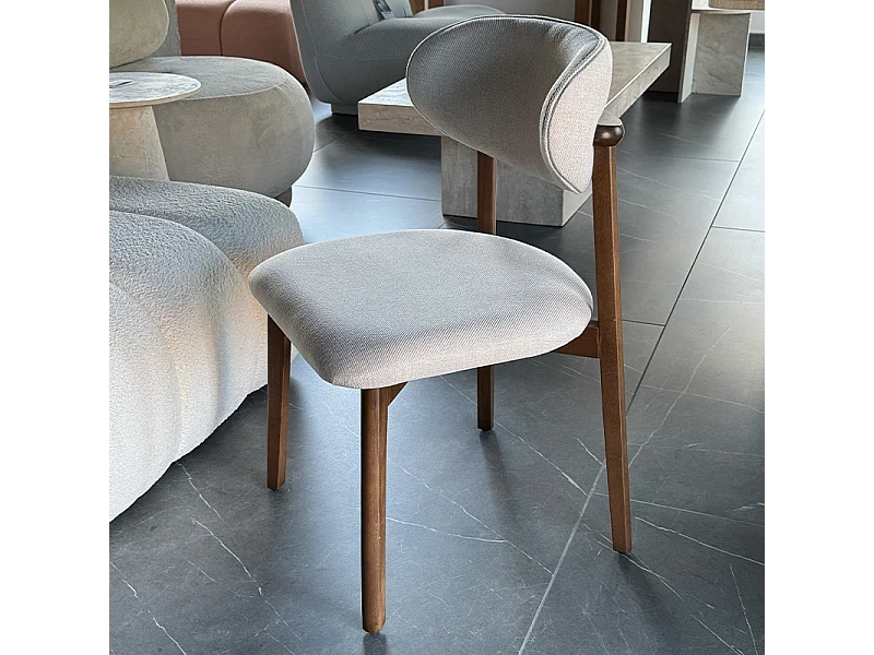 Silla COPENHAGUE madera Walnut y tejido claro