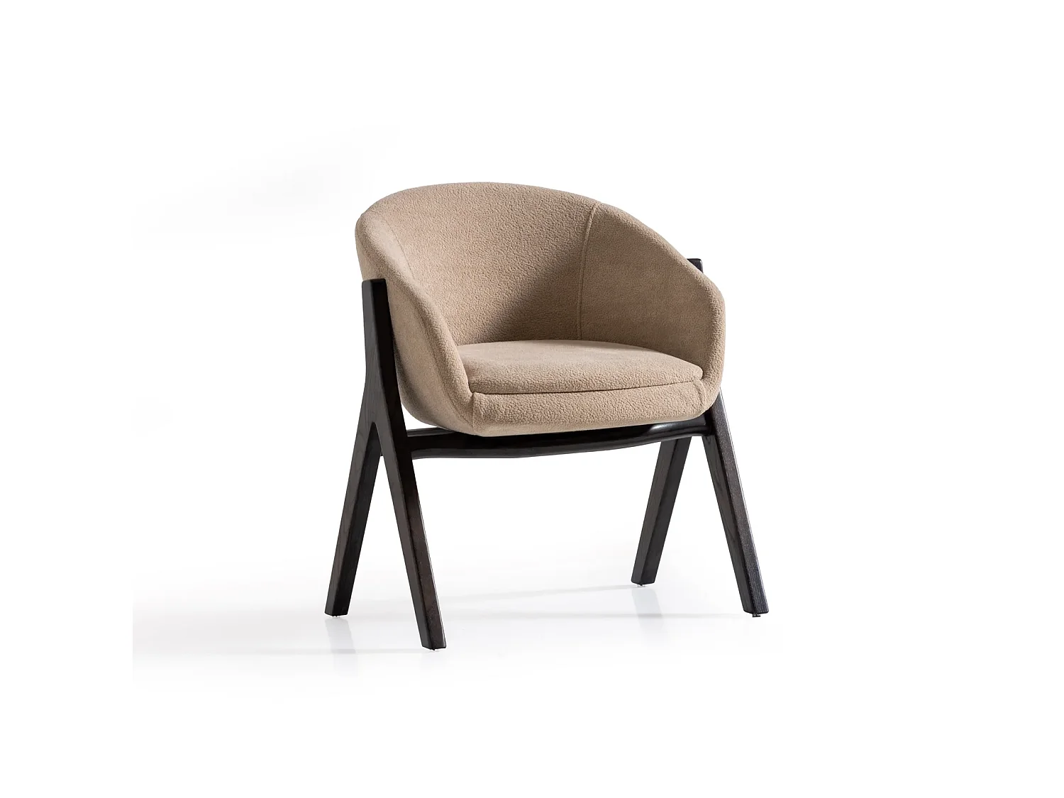 Chaise DUNE métal et tissu bouclé beige