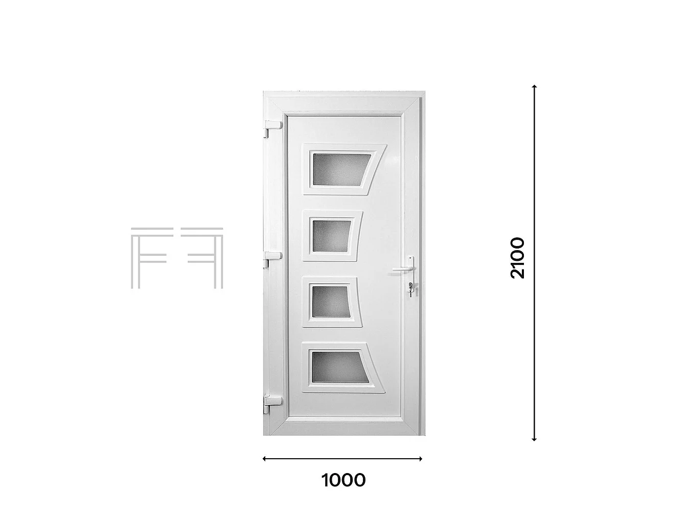 PVC Eingangstür 1000 x 2100 mm - 24mm Paneel, 70mm Rahmen, Fintex Group