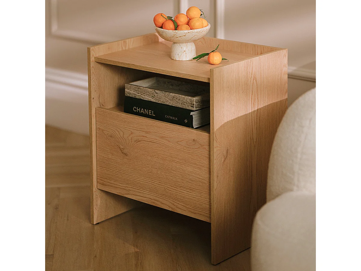 Nachttisch mit 1 Schublade Japandi Holz