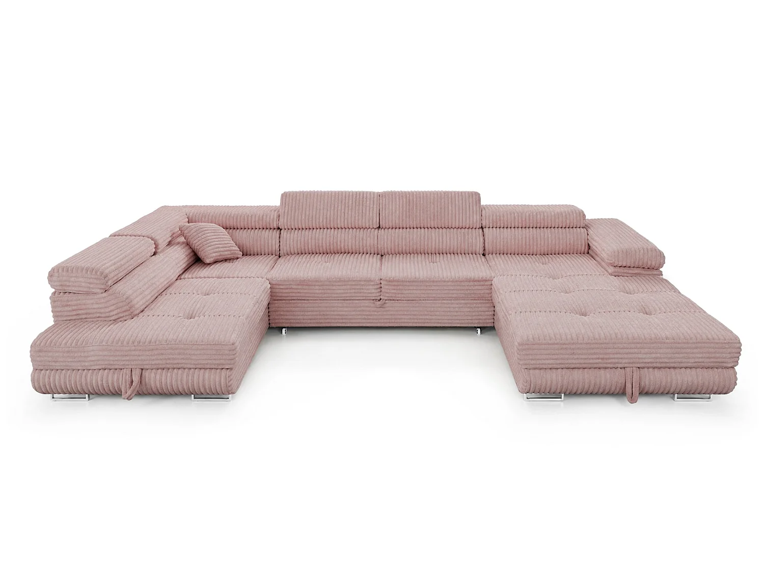 Wohnlandschaft mit Schlaffunktion und 2 Bettkästen altrosa 345 cm - Cordo U