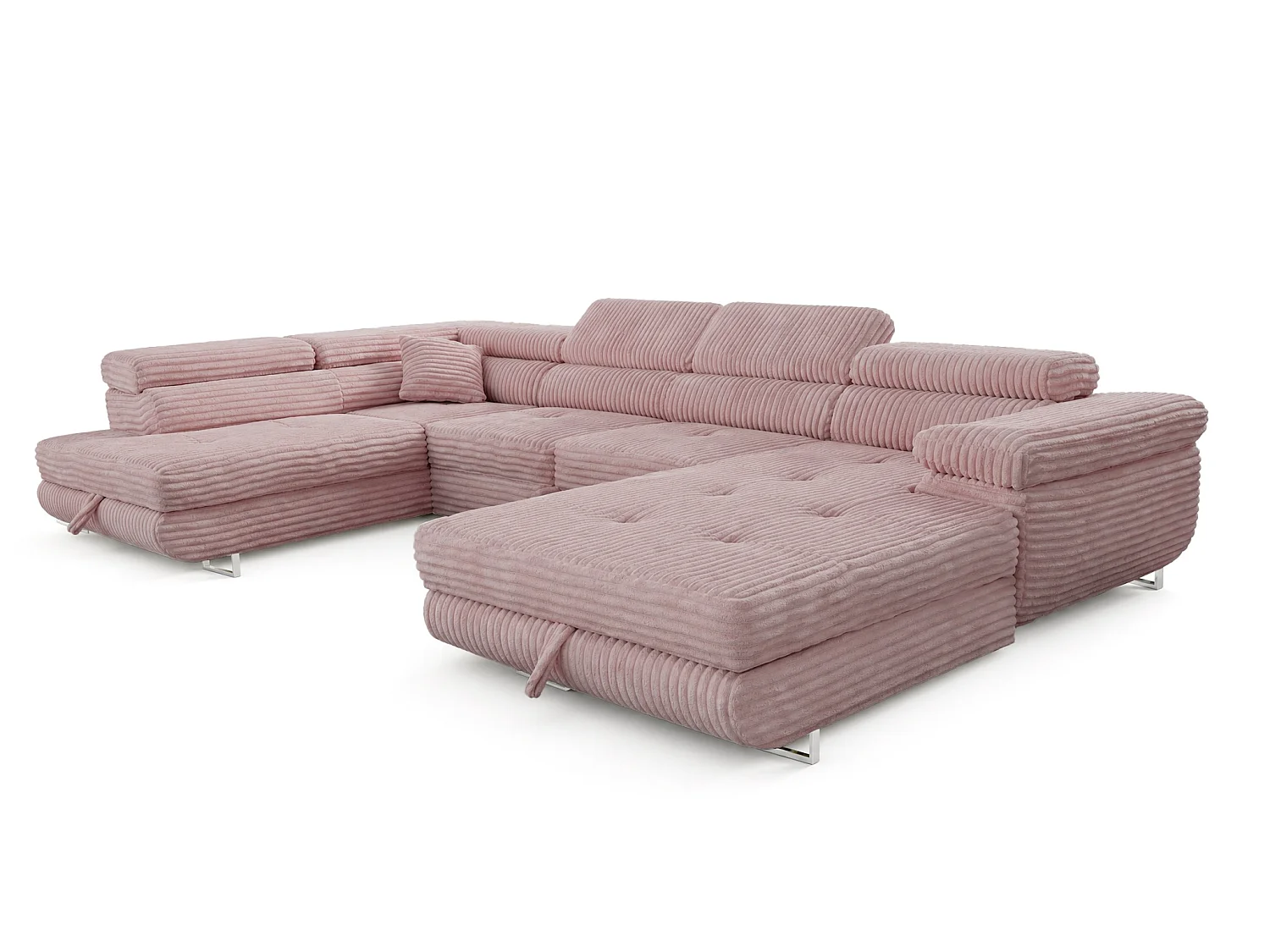 Wohnlandschaft mit Schlaffunktion und 2 Bettkästen altrosa 345 cm - Cordo U