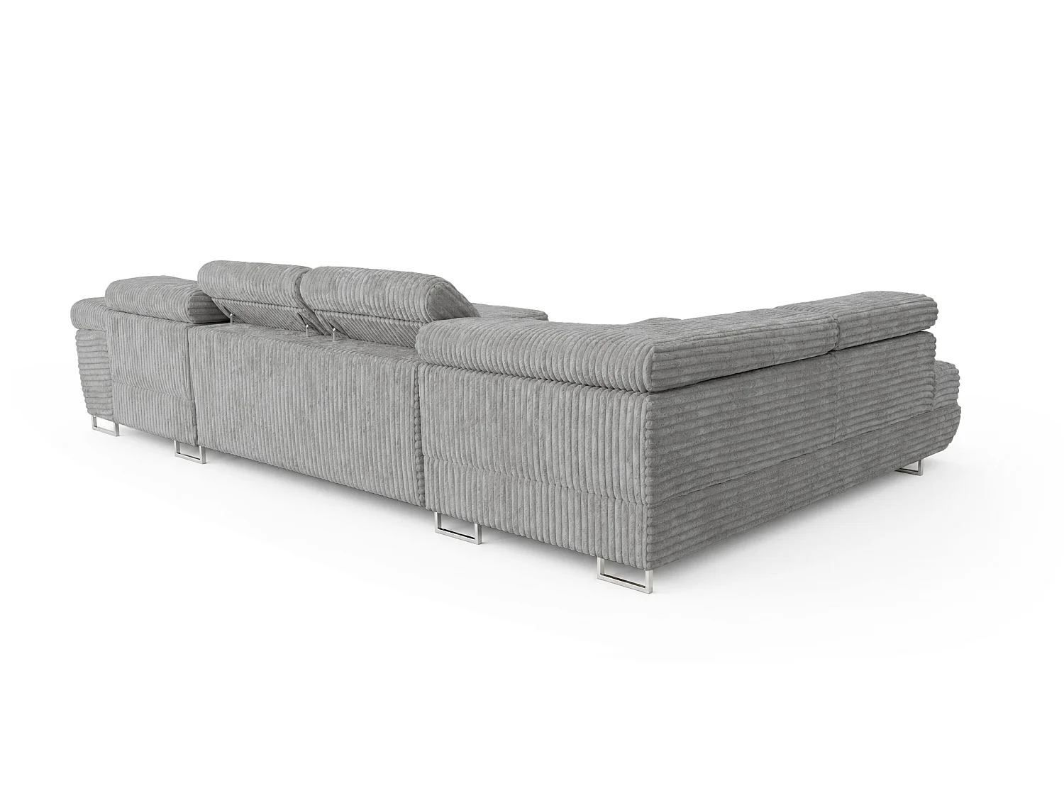 Wohnlandschaft mit Schlaffunktion und 2 Bettkästen hellgrau 345 cm - Cordo U