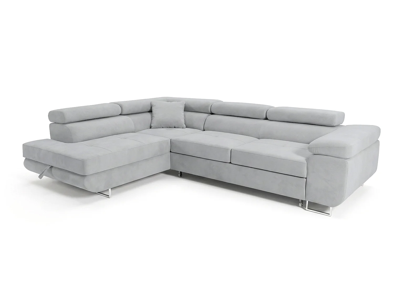 Ecksofa L-Form links mit Schlaffunktion hellgrau 272 cm - Luca