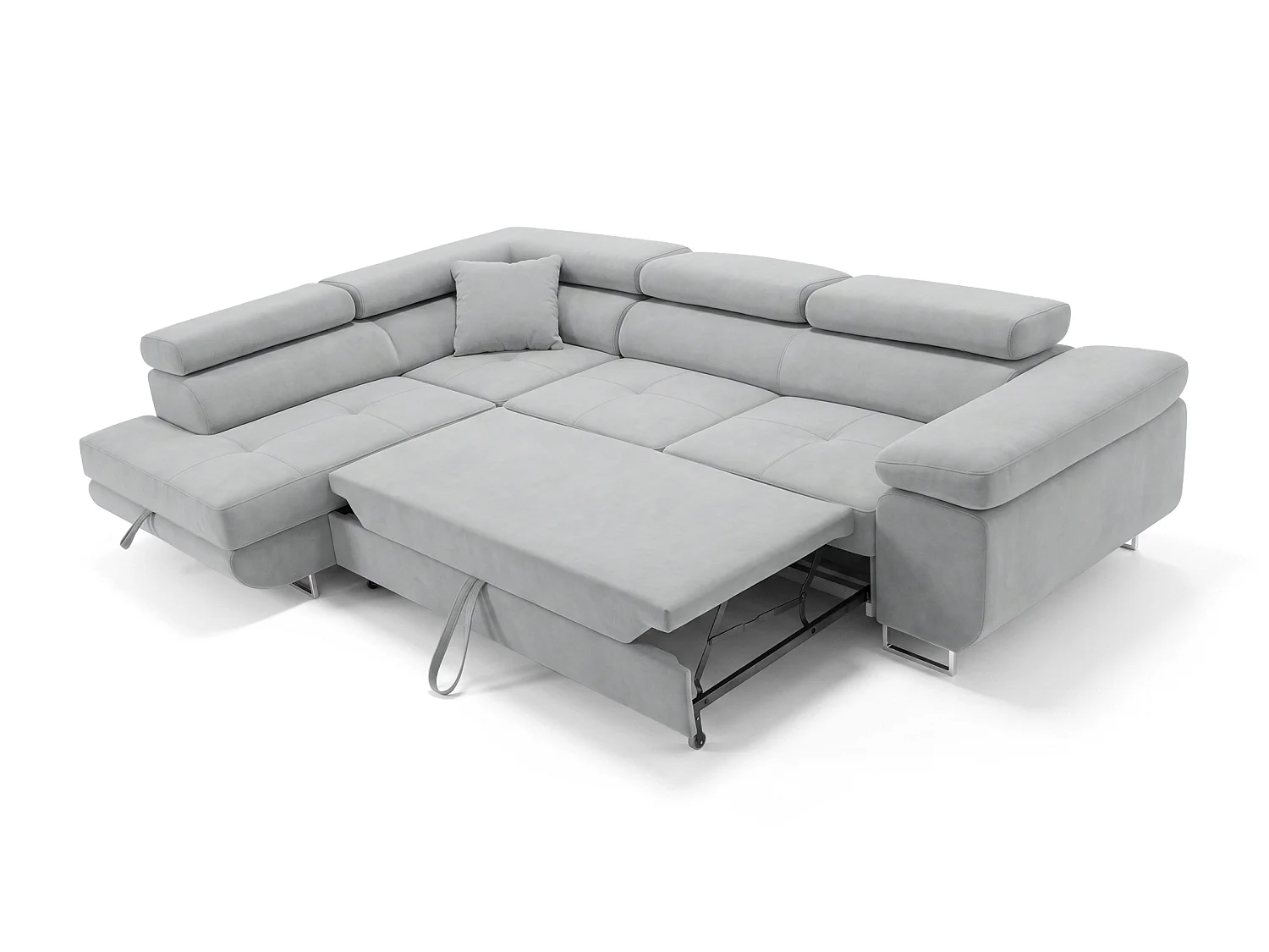 Ecksofa L-Form links mit Schlaffunktion hellgrau 272 cm - Luca