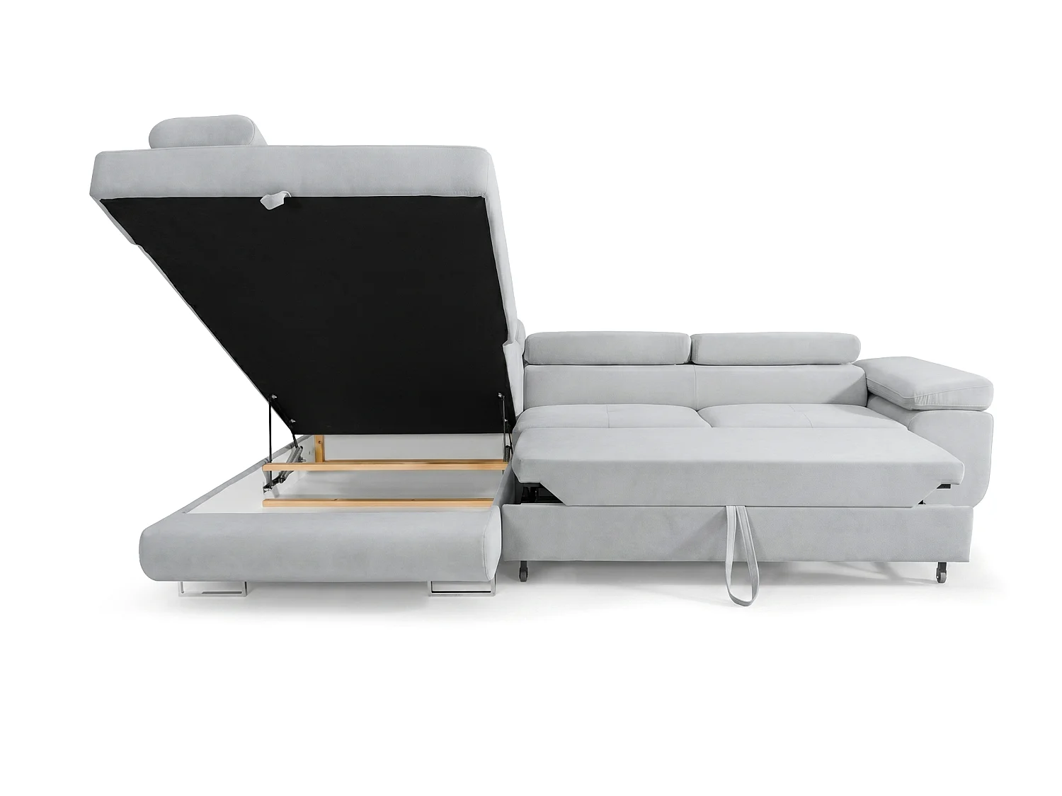 Ecksofa L-Form links mit Schlaffunktion hellgrau 272 cm - Luca