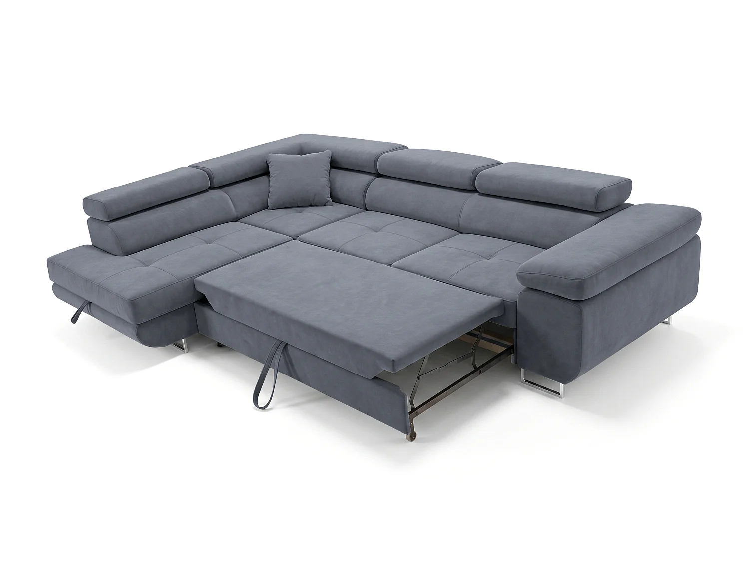 Ecksofa L-Form links mit Schlaffunktion grau 272 cm - Luca
