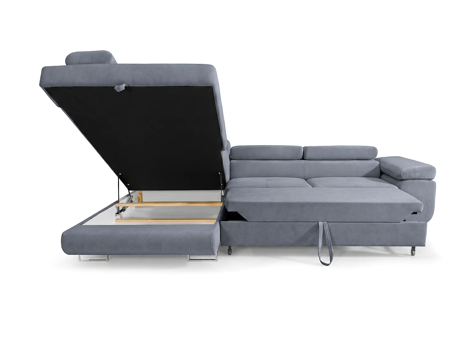 Ecksofa L-Form links mit Schlaffunktion grau 272 cm - Luca