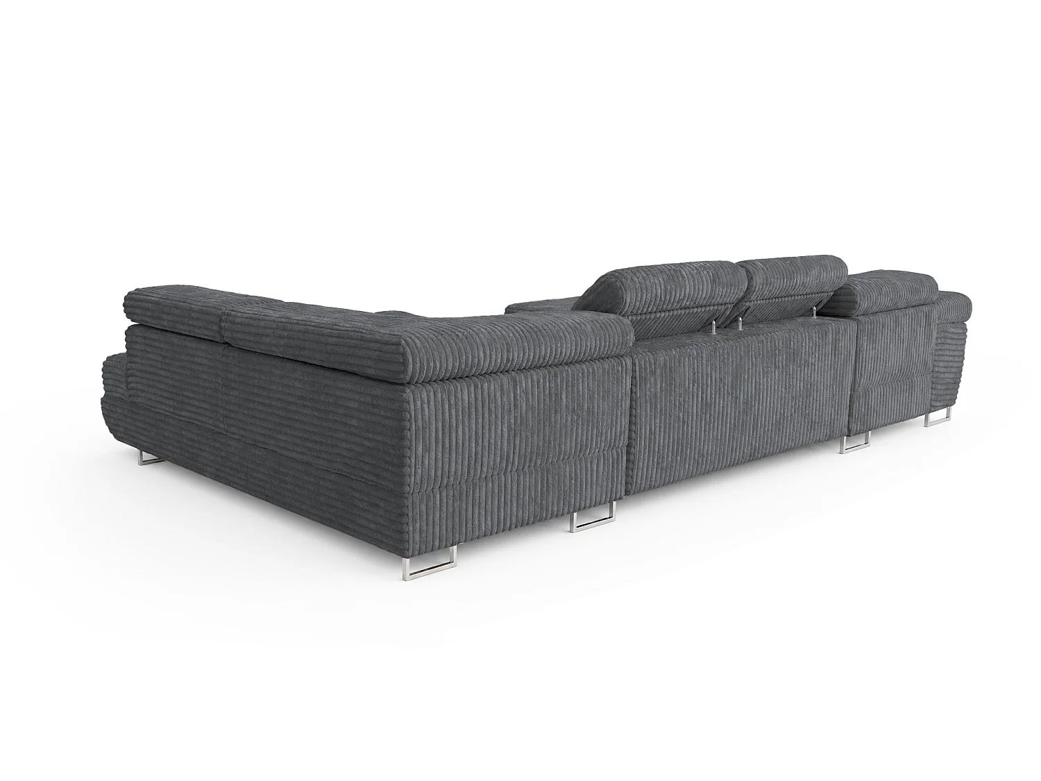Wohnlandschaft mit Schlaffunktion und 2 Bettkästen grau 345 cm - Cordo U