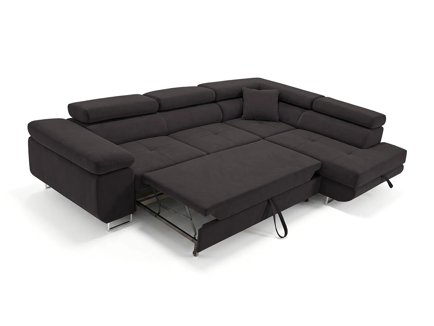 Ecksofa L-Form rechts mit Schlaffunktion graphit 272 cm - Luca