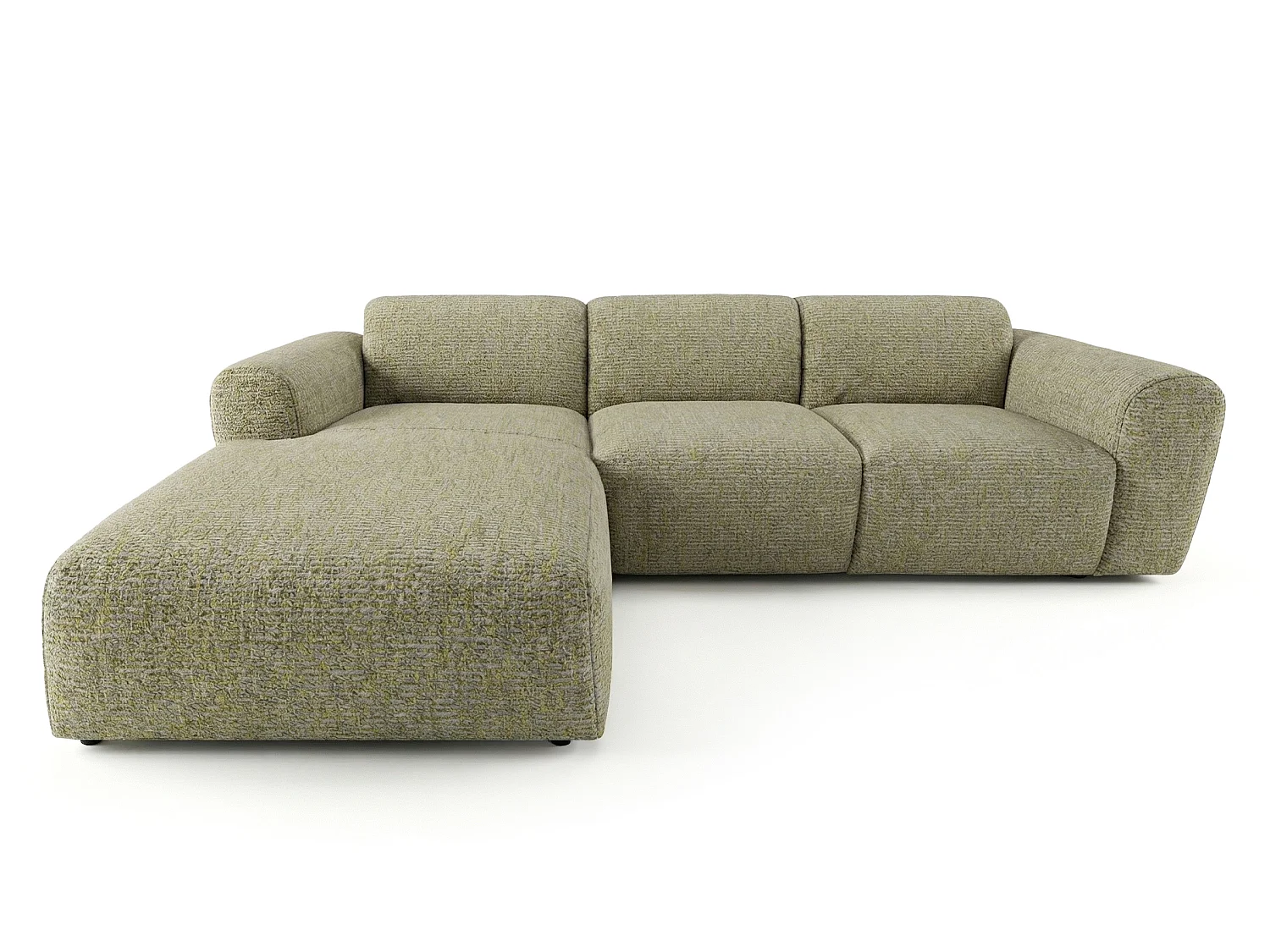 Canapé d'angle gauche en tissu bouclé jaune moutarde 310 cm - GIN