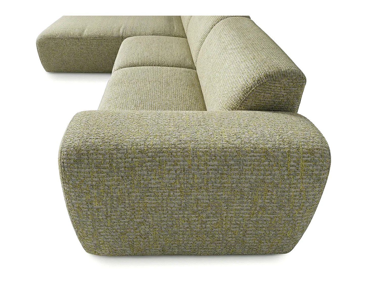 Canapé d'angle gauche en tissu bouclé jaune moutarde 310 cm - GIN