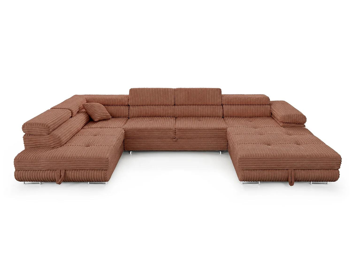 Wohnlandschaft mit Schlaffunktion und 2 Bettkästen terrakotta 345 cm - Cordo U