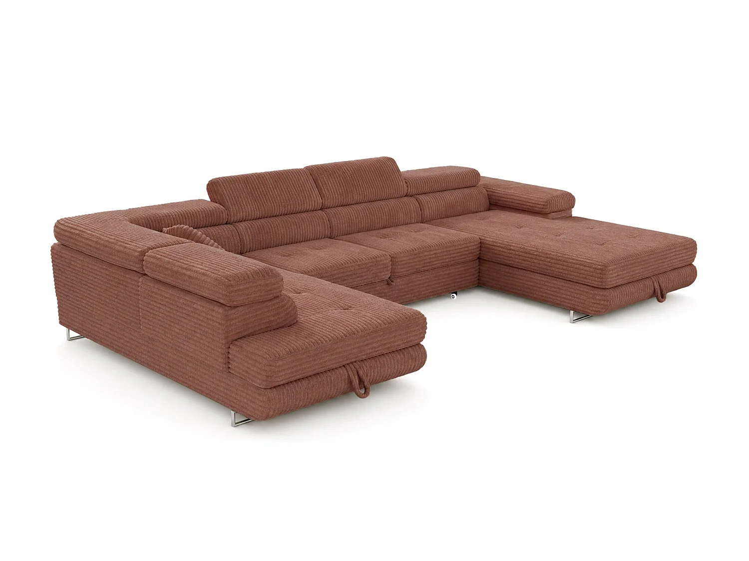 Wohnlandschaft mit Schlaffunktion und 2 Bettkästen terrakotta 345 cm - Cordo U