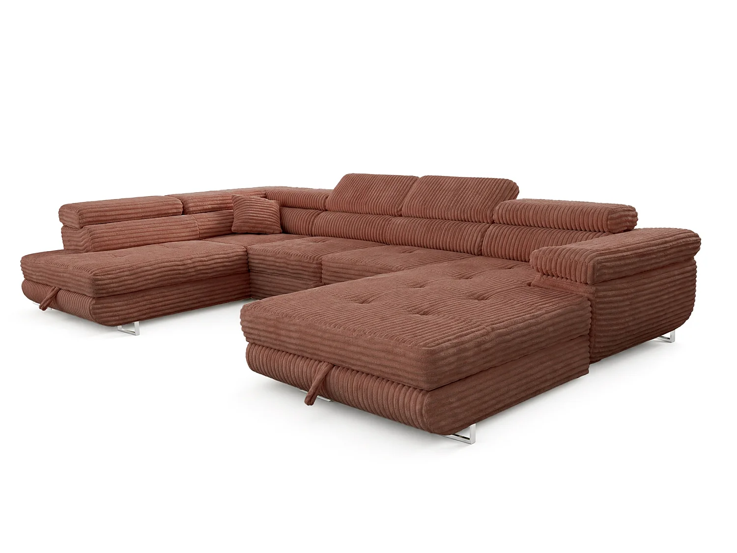 Wohnlandschaft mit Schlaffunktion und 2 Bettkästen terrakotta 345 cm - Cordo U