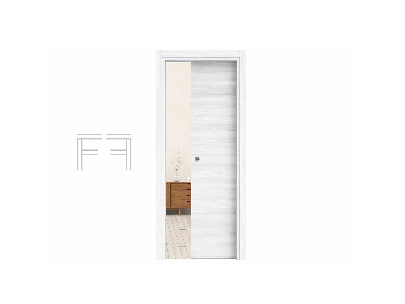 Porta interna scorrevole reversibile Grigio effetto legno M.Milano 70x210 cm
