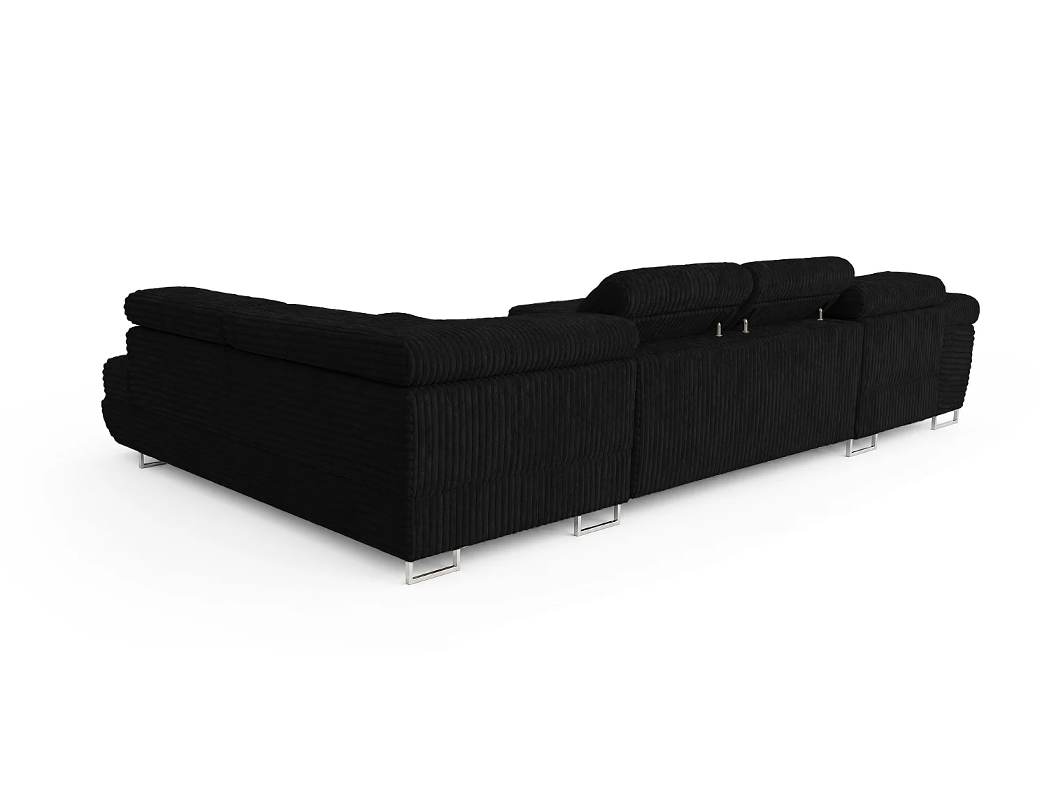Wohnlandschaft mit Schlaffunktion und 2 Bettkästen schwarz 345 cm - Cordo U