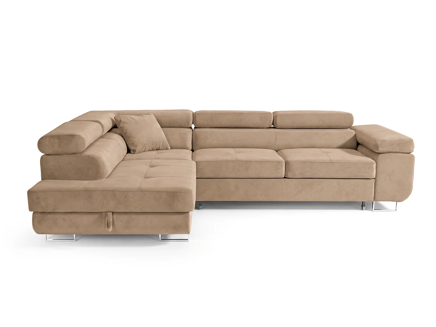 Ecksofa L-Form links mit Schlaffunktion beige 272 cm - Luca