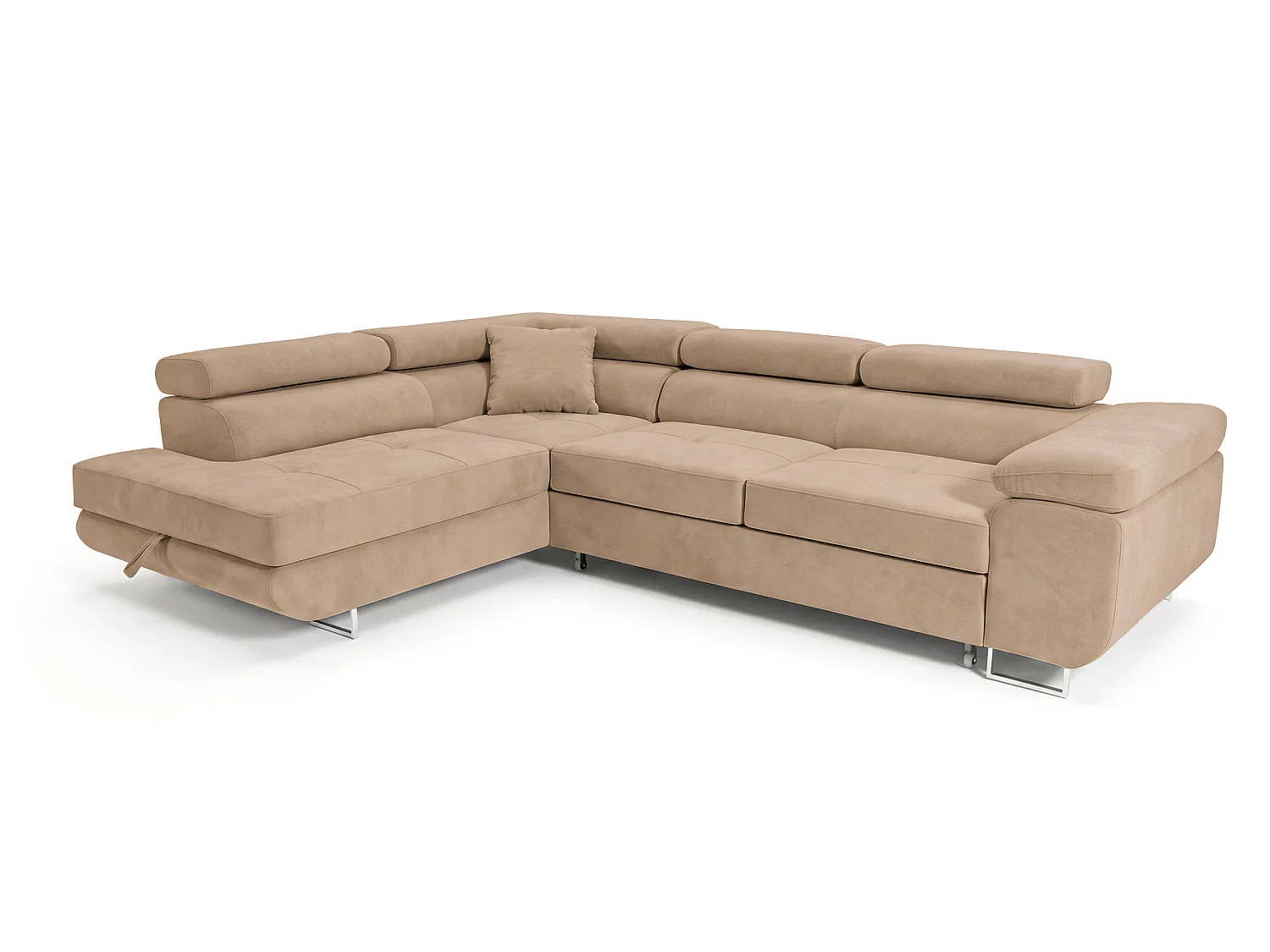 Ecksofa L-Form links mit Schlaffunktion beige 272 cm - Luca