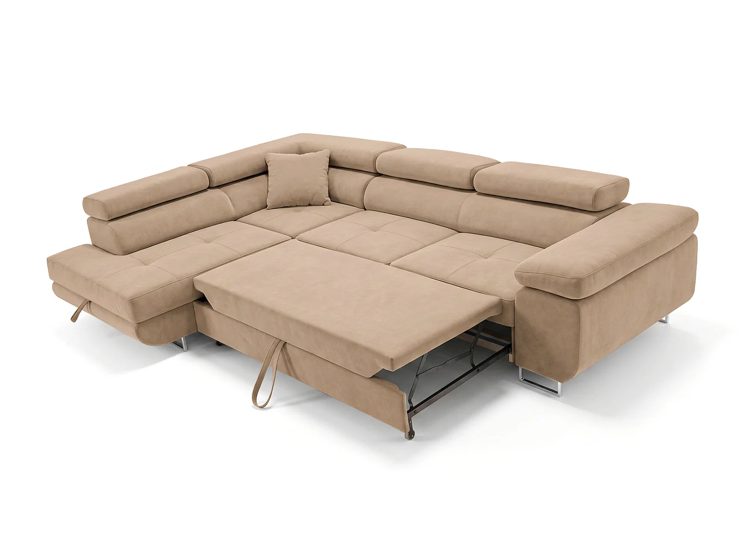 Ecksofa L-Form links mit Schlaffunktion beige 272 cm - Luca