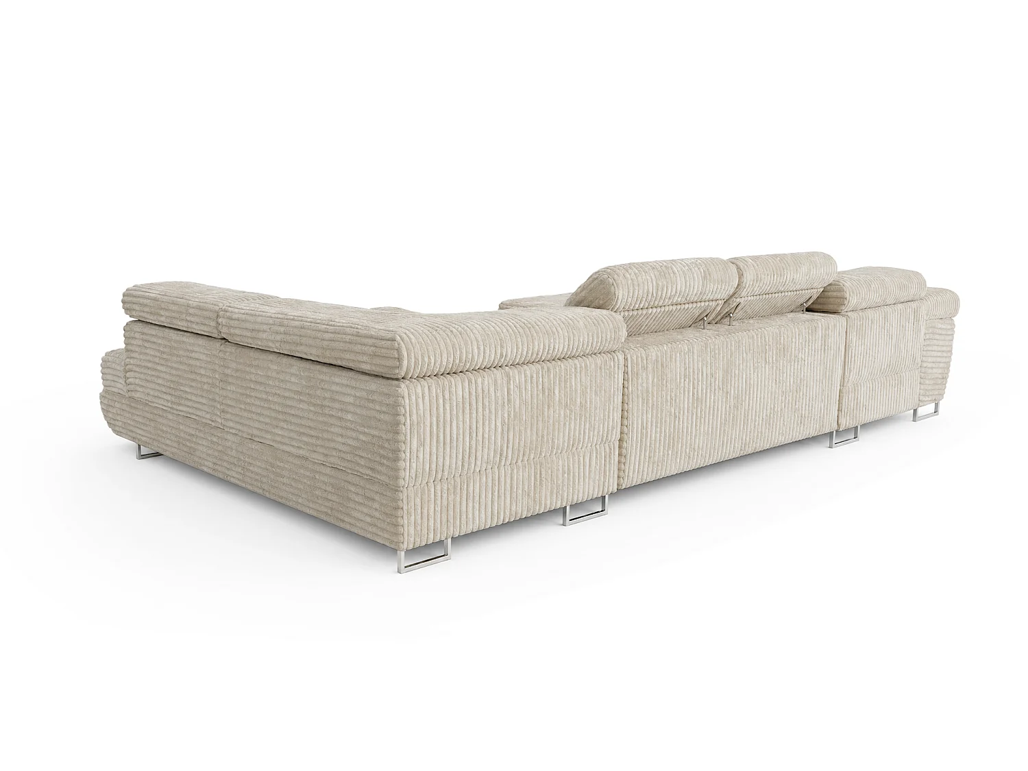 Wohnlandschaft mit Schlaffunktion und 2 Bettkästen cremeweiß 345 cm - Cordo U