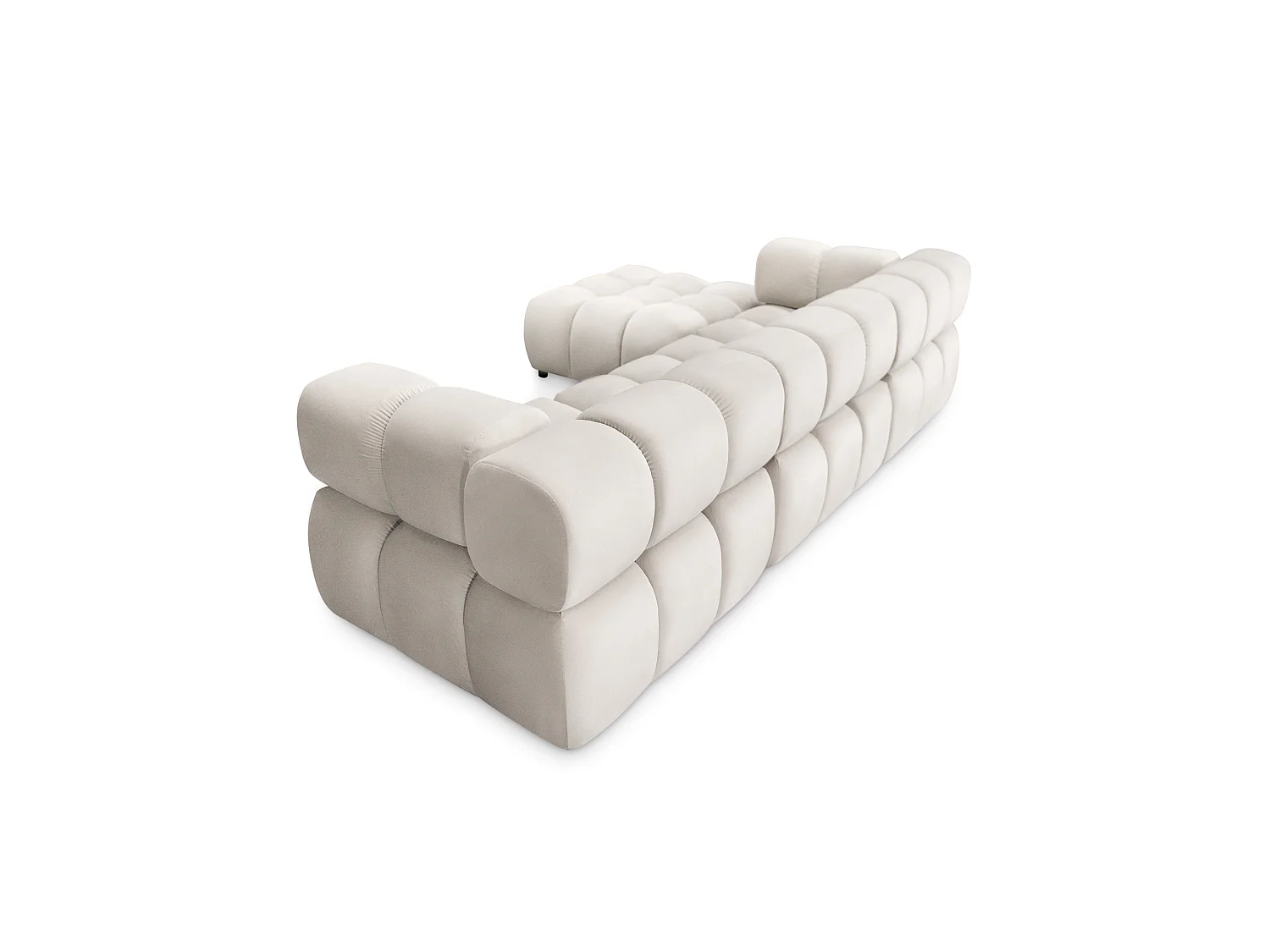 Canapé d'angle capitonné réversible en velours gris 288 cm - TONDO