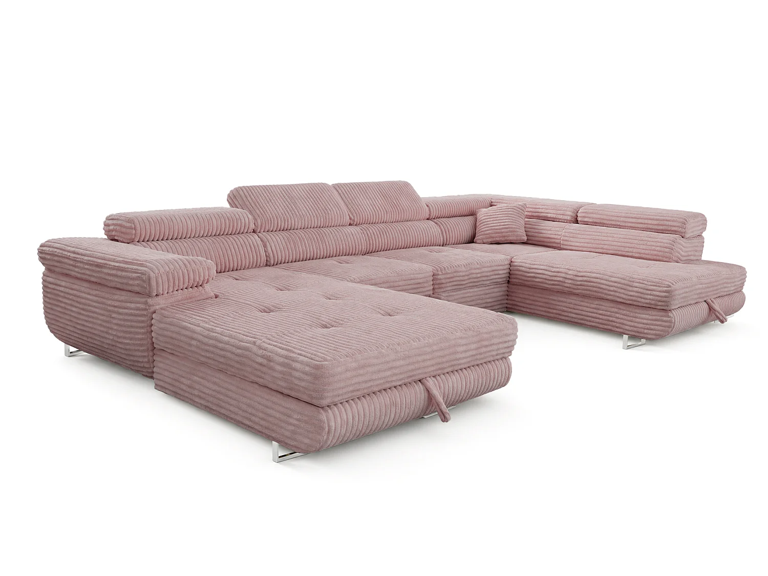 Wohnlandschaft mit Schlaffunktion und 2 Bettkästen altrosa 345 cm - Cordo U