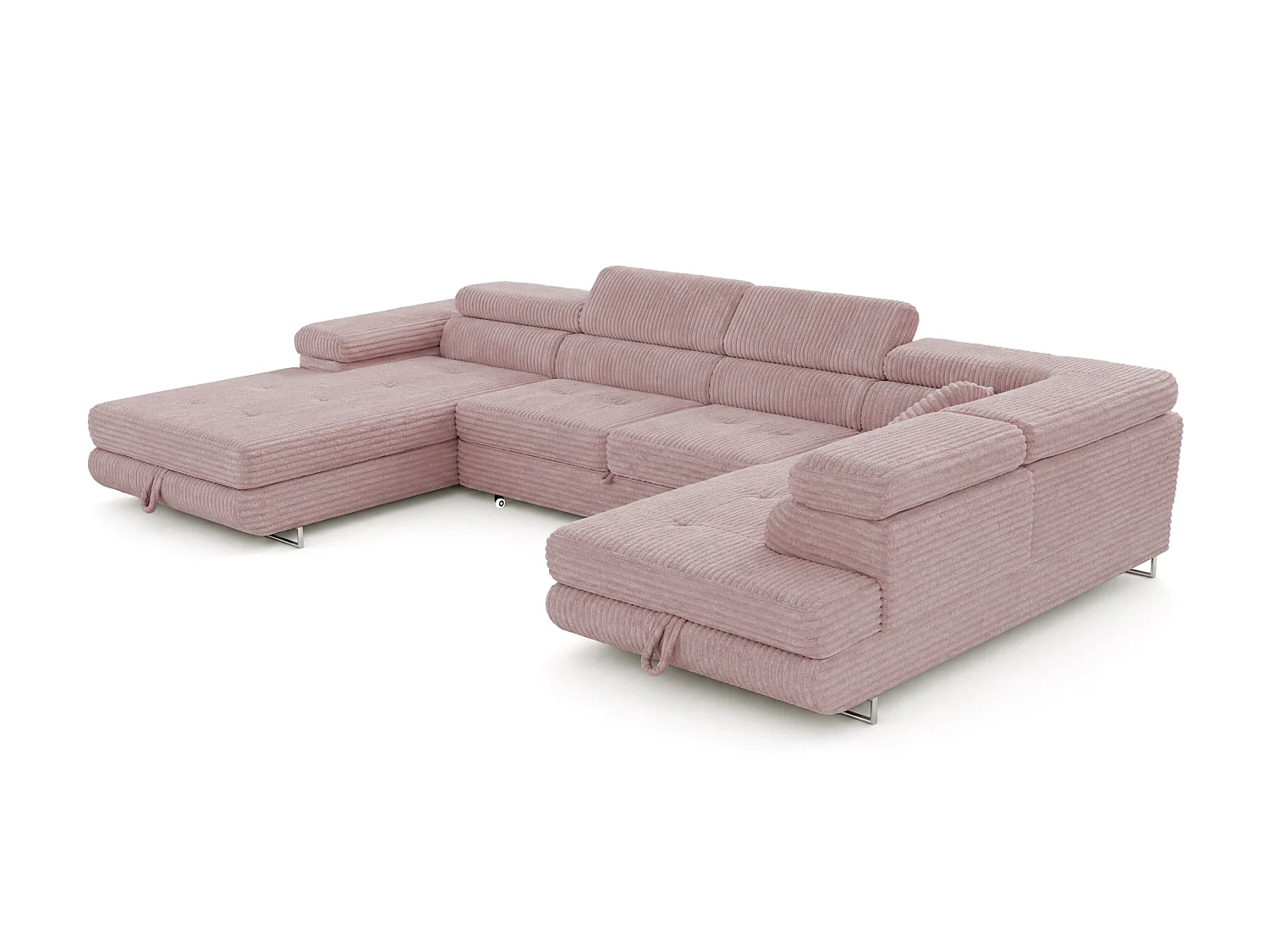 Wohnlandschaft mit Schlaffunktion und 2 Bettkästen altrosa 345 cm - Cordo U