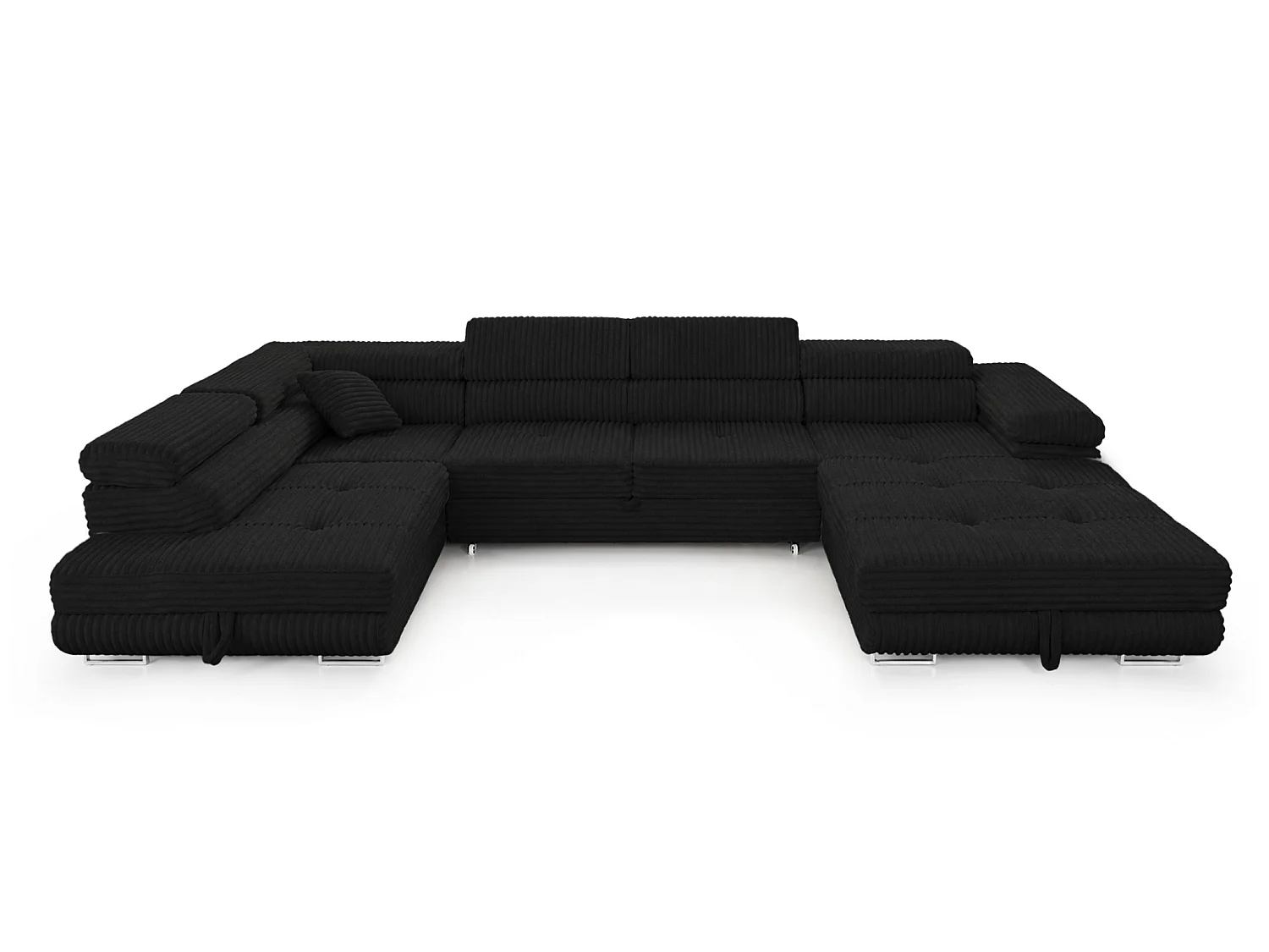 Wohnlandschaft mit Schlaffunktion und 2 Bettkästen schwarz 345 cm - Cordo U
