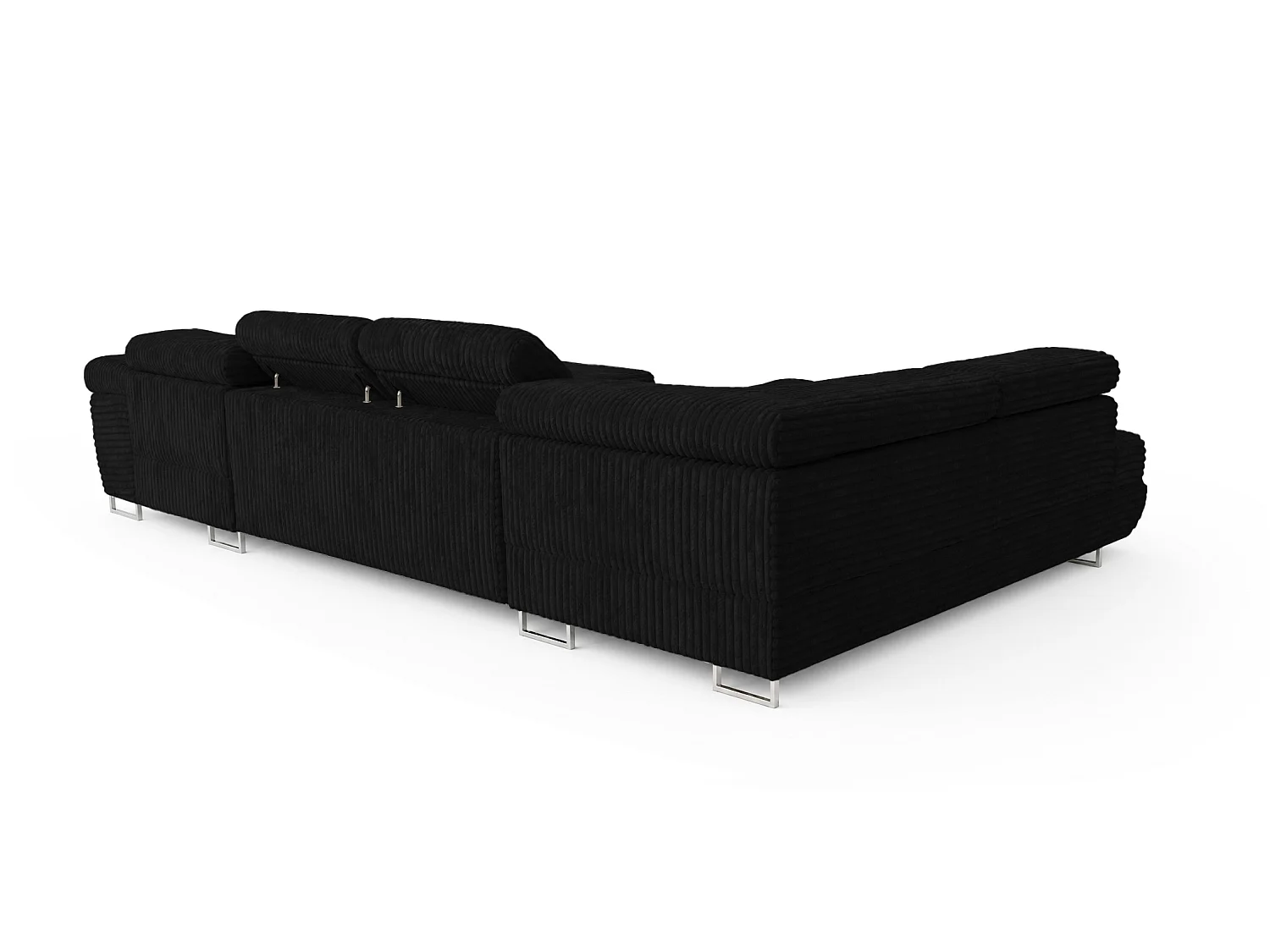 Wohnlandschaft mit Schlaffunktion und 2 Bettkästen schwarz 345 cm - Cordo U