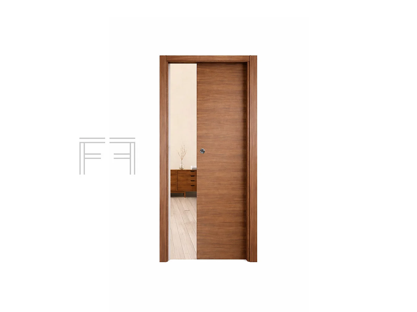 Porta interna scorrevole reversibile Nocciola M.Milano 70x210 cm - effetto legno