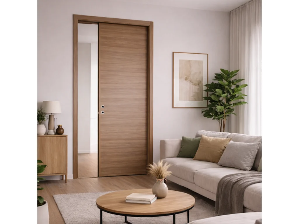 Porta interna scorrevole reversibile Nocciola M.Milano 70x210 cm - effetto legno