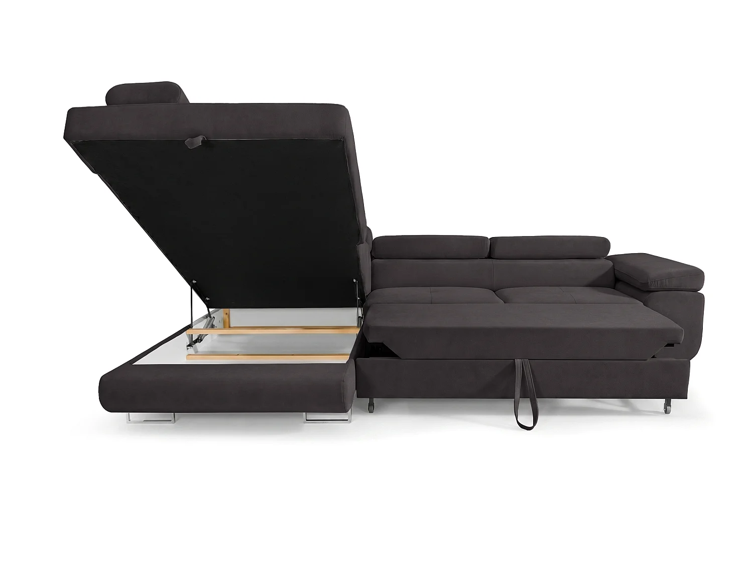 Ecksofa L-Form links mit Schlaffunktion graphit 272 cm - Luca