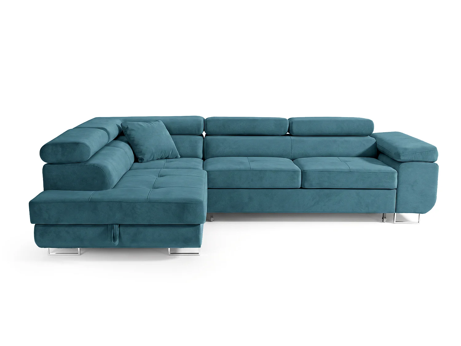Ecksofa L-Form links mit Schlaffunktion türkis 272 cm - Luca