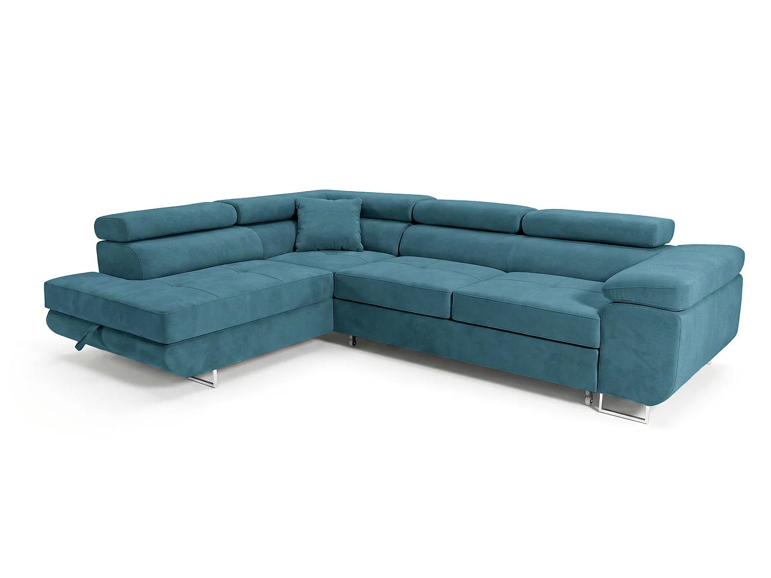 Ecksofa L-Form links mit Schlaffunktion türkis 272 cm - Luca
