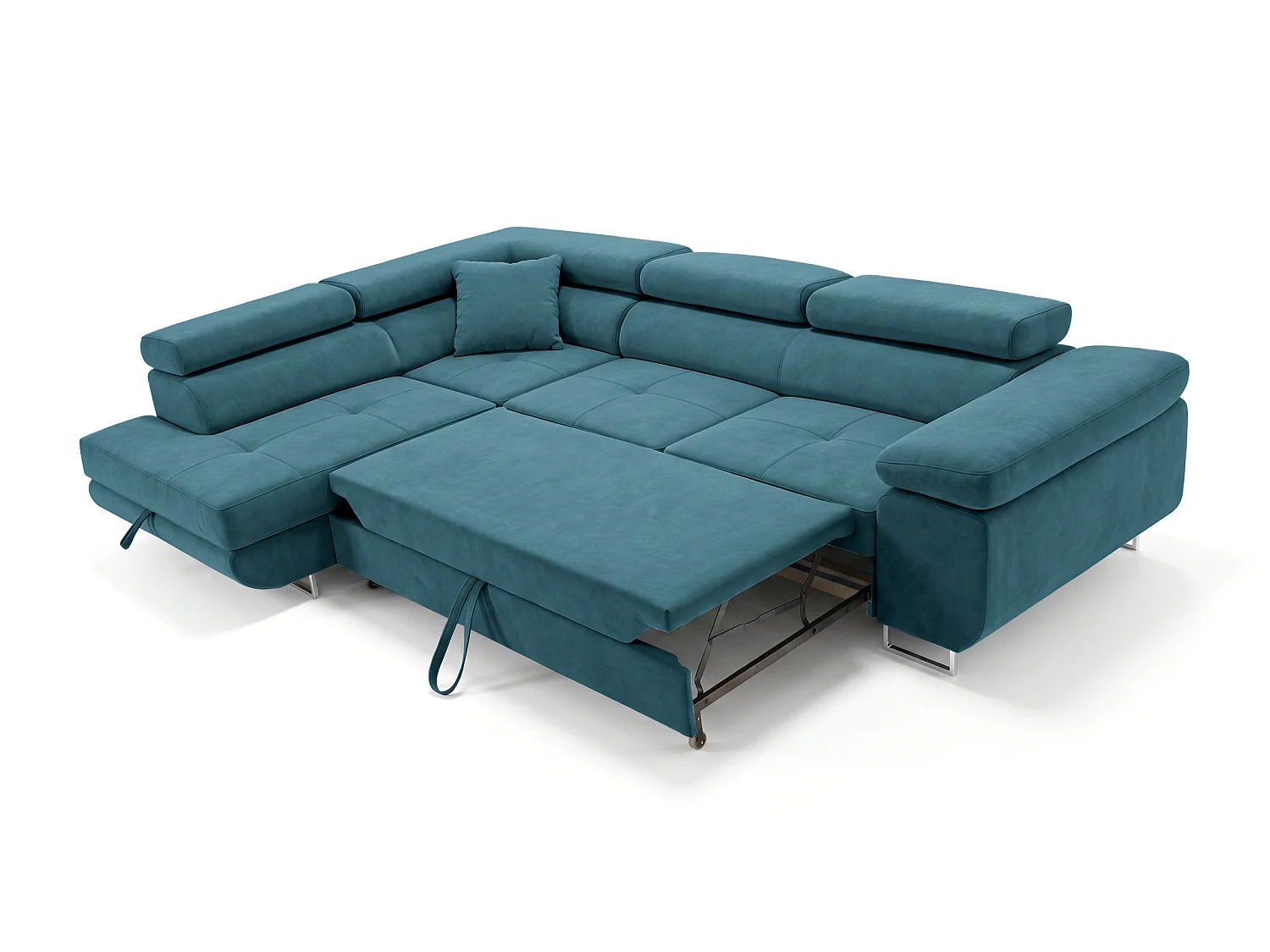 Ecksofa L-Form links mit Schlaffunktion türkis 272 cm - Luca