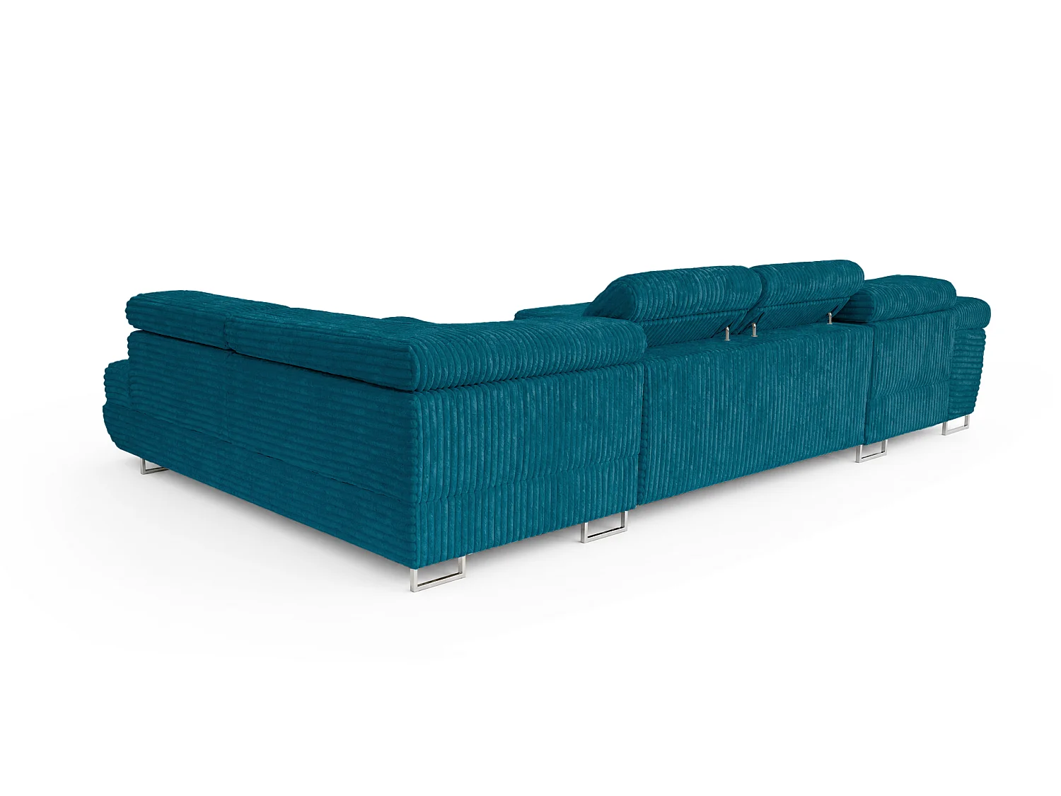 Wohnlandschaft mit Schlaffunktion und 2 Bettkästen türkis 345 cm - Cordo U