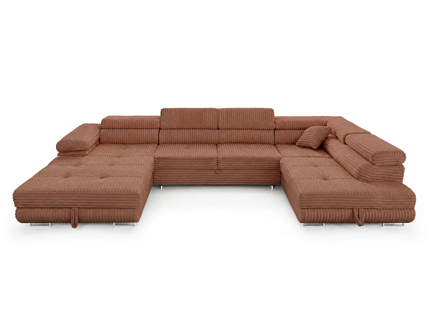 Wohnlandschaft mit Schlaffunktion und 2 Bettkästen terrakotta 345 cm - Cordo U