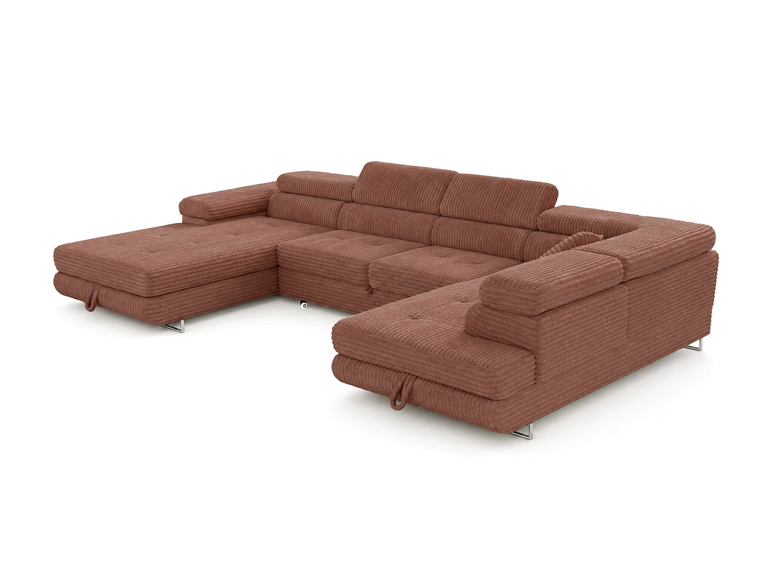 Wohnlandschaft mit Schlaffunktion und 2 Bettkästen terrakotta 345 cm - Cordo U
