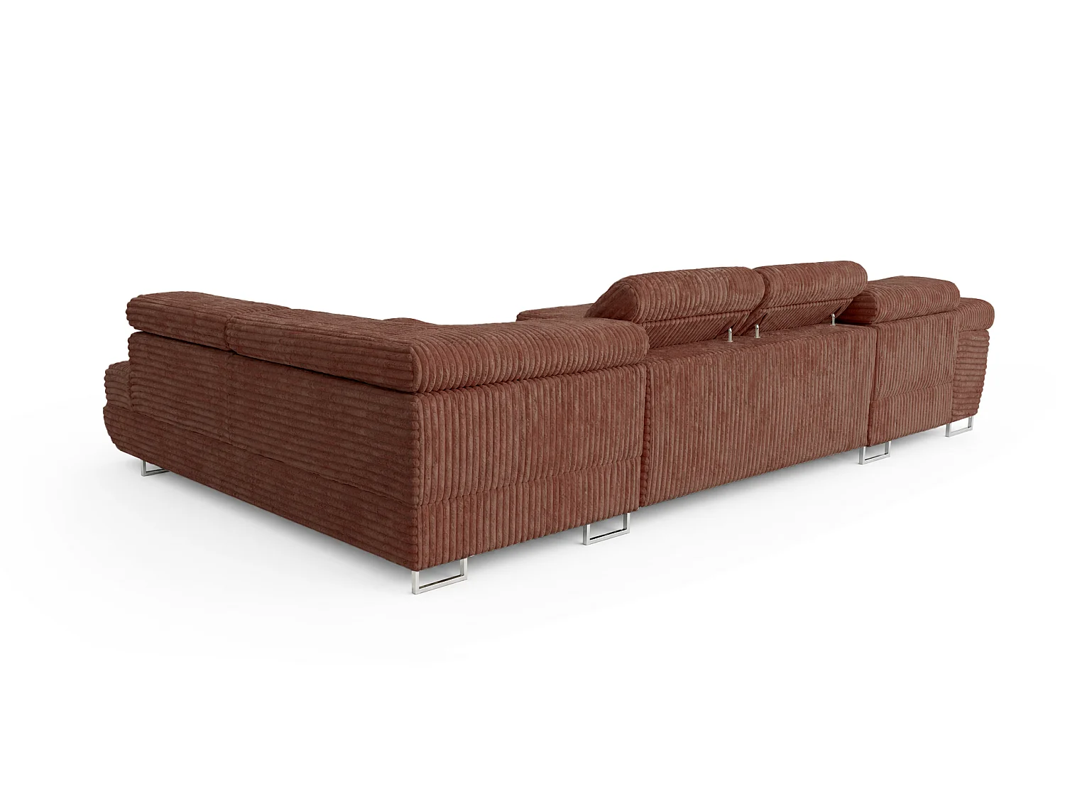 Wohnlandschaft mit Schlaffunktion und 2 Bettkästen terrakotta 345 cm - Cordo U