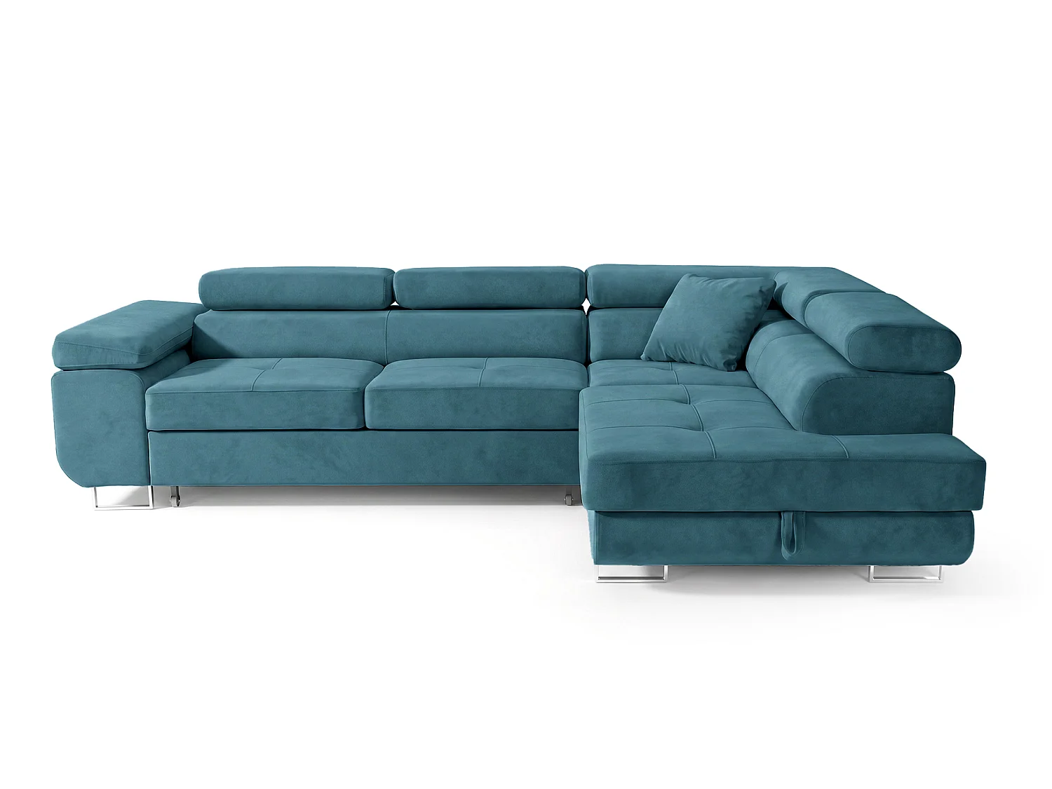 Ecksofa L-Form rechts mit Schlaffunktion türkis 272 cm - Luca