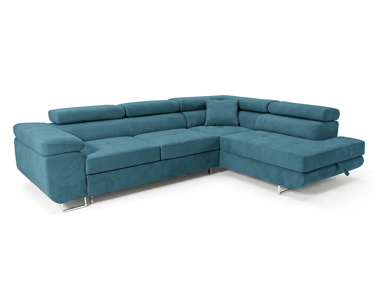 Ecksofa L-Form rechts mit Schlaffunktion türkis 272 cm - Luca