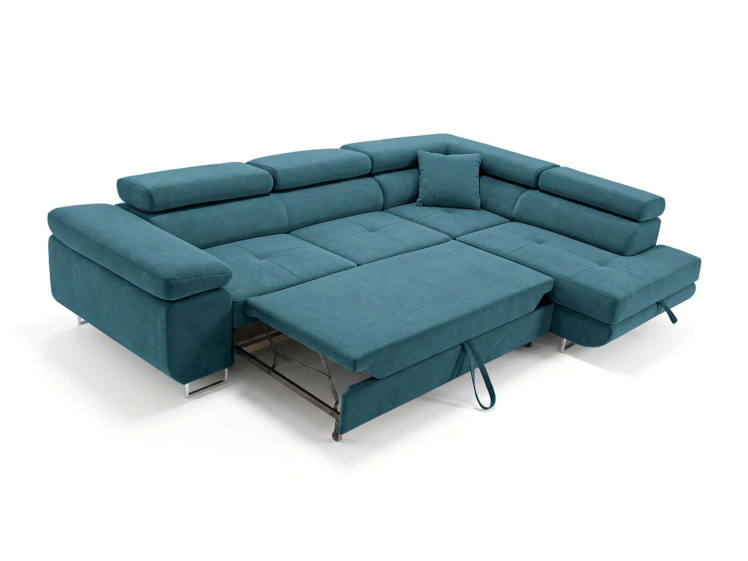 Ecksofa L-Form rechts mit Schlaffunktion türkis 272 cm - Luca