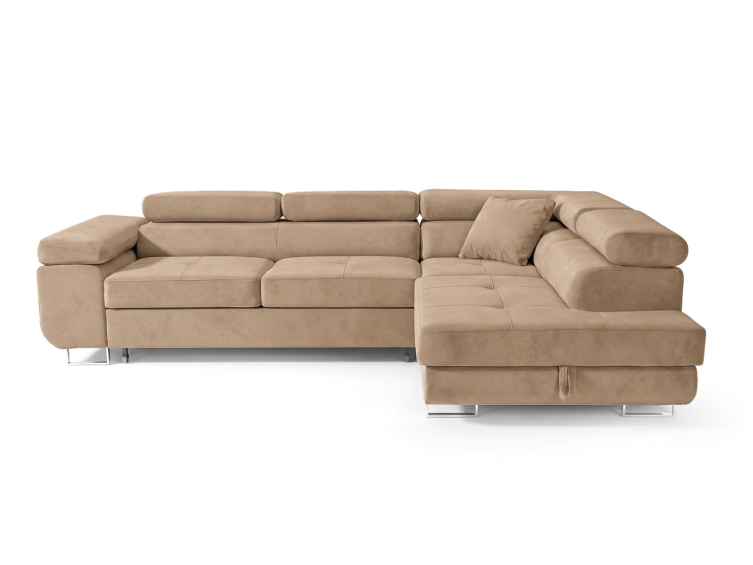 Ecksofa L-Form rechts mit Schlaffunktion beige 272 cm - Luca