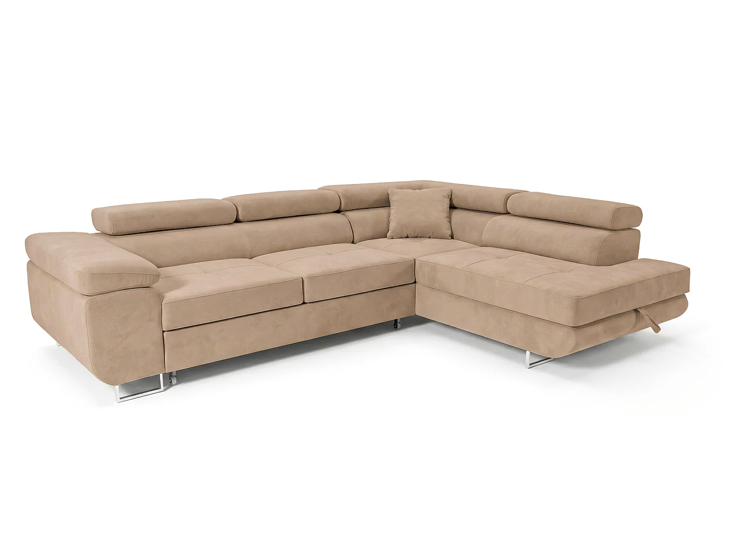 Ecksofa L-Form rechts mit Schlaffunktion beige 272 cm - Luca
