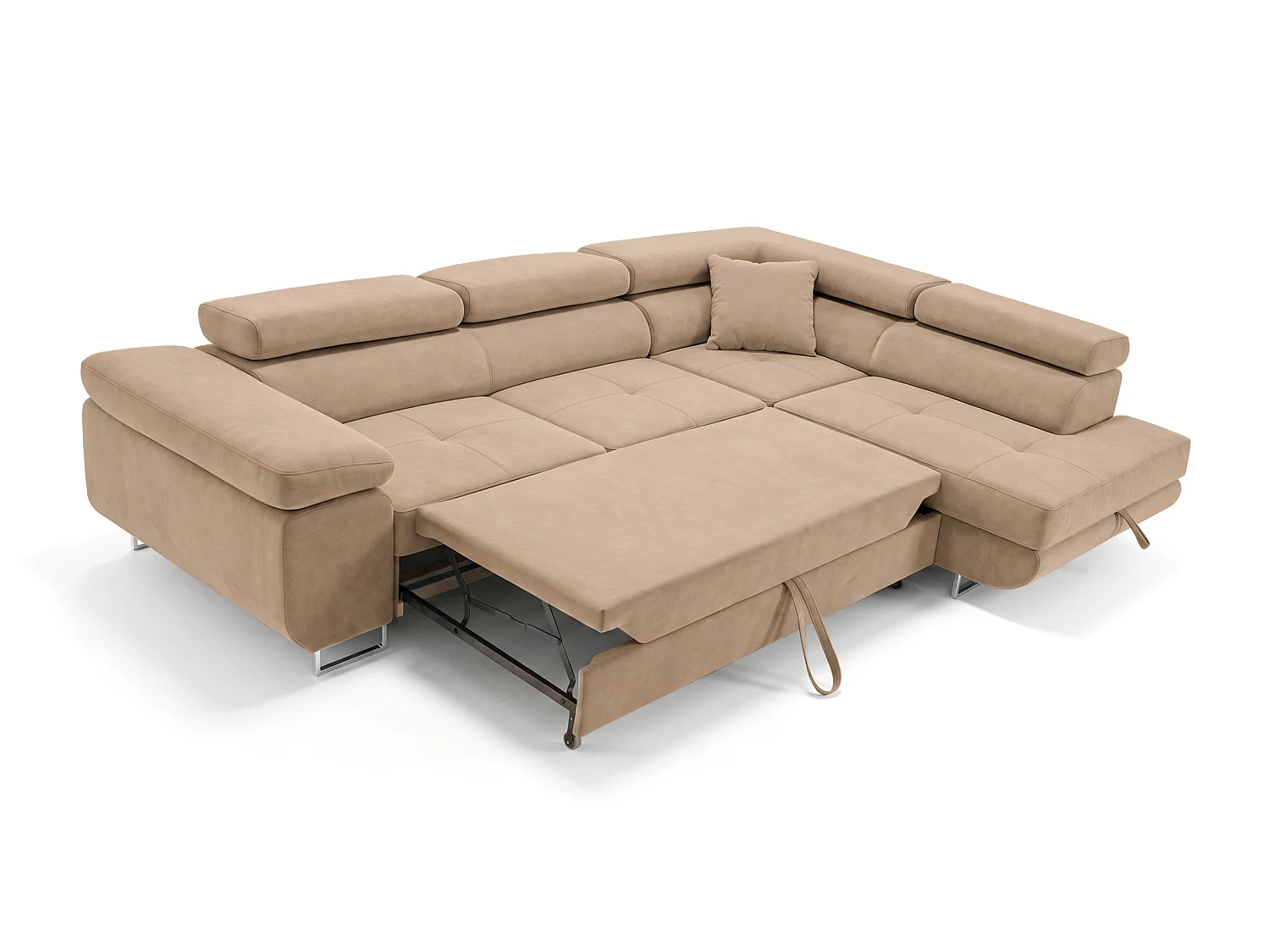 Ecksofa L-Form rechts mit Schlaffunktion beige 272 cm - Luca